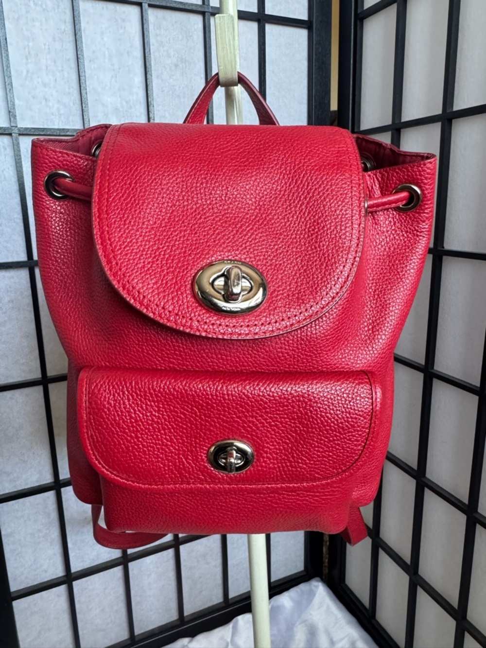 Coach Red Leather Drawstring Backpack - Picture 2 of 13